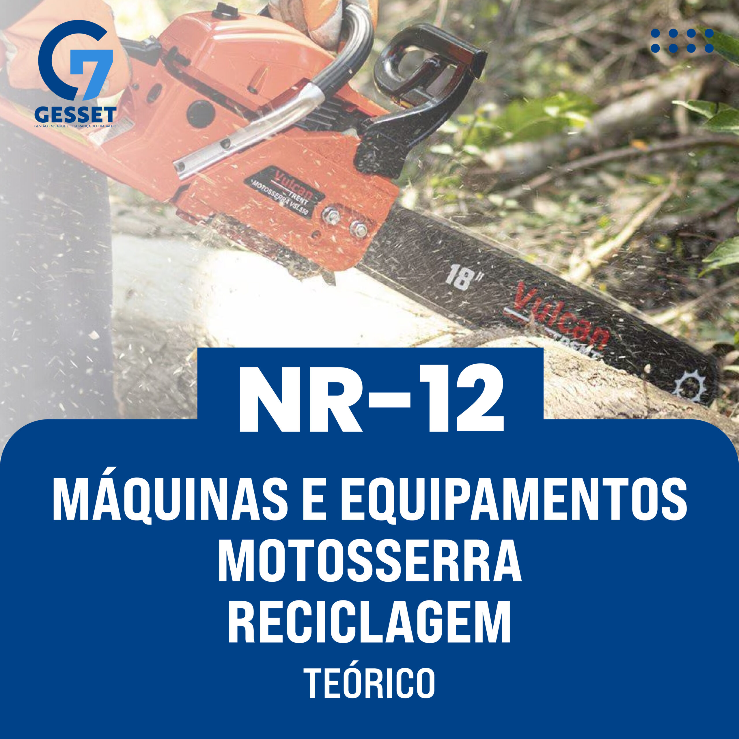 NR 12 – Máquinas e Equipamentos – Motosserra – Teórico – Reciclagem